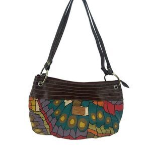 Relic Womens Shoulder Bag Hobo Zip Closure Double Strap Multicolor Butterfly